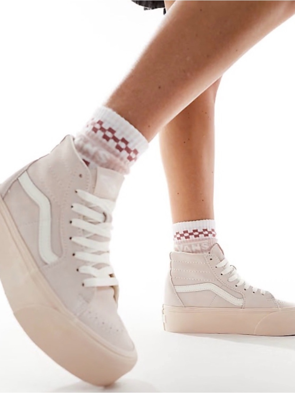 Vans sk8 Suede Shell Pink Platform High-Top Sneakers 8.5